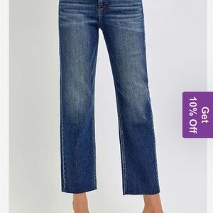 Risen High-Rise Slim Barrel Women's Jeans in Dark Blue Wash